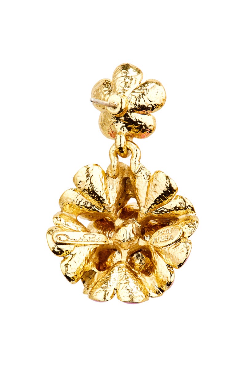 Oscar de la Renta Floral Enamel Pompom Drop Earrings, Alternate, color,