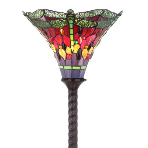 Jonathan Y Dragonfly Tiffany-style 71" Torchiere Led Floor Lamp In Chestnut