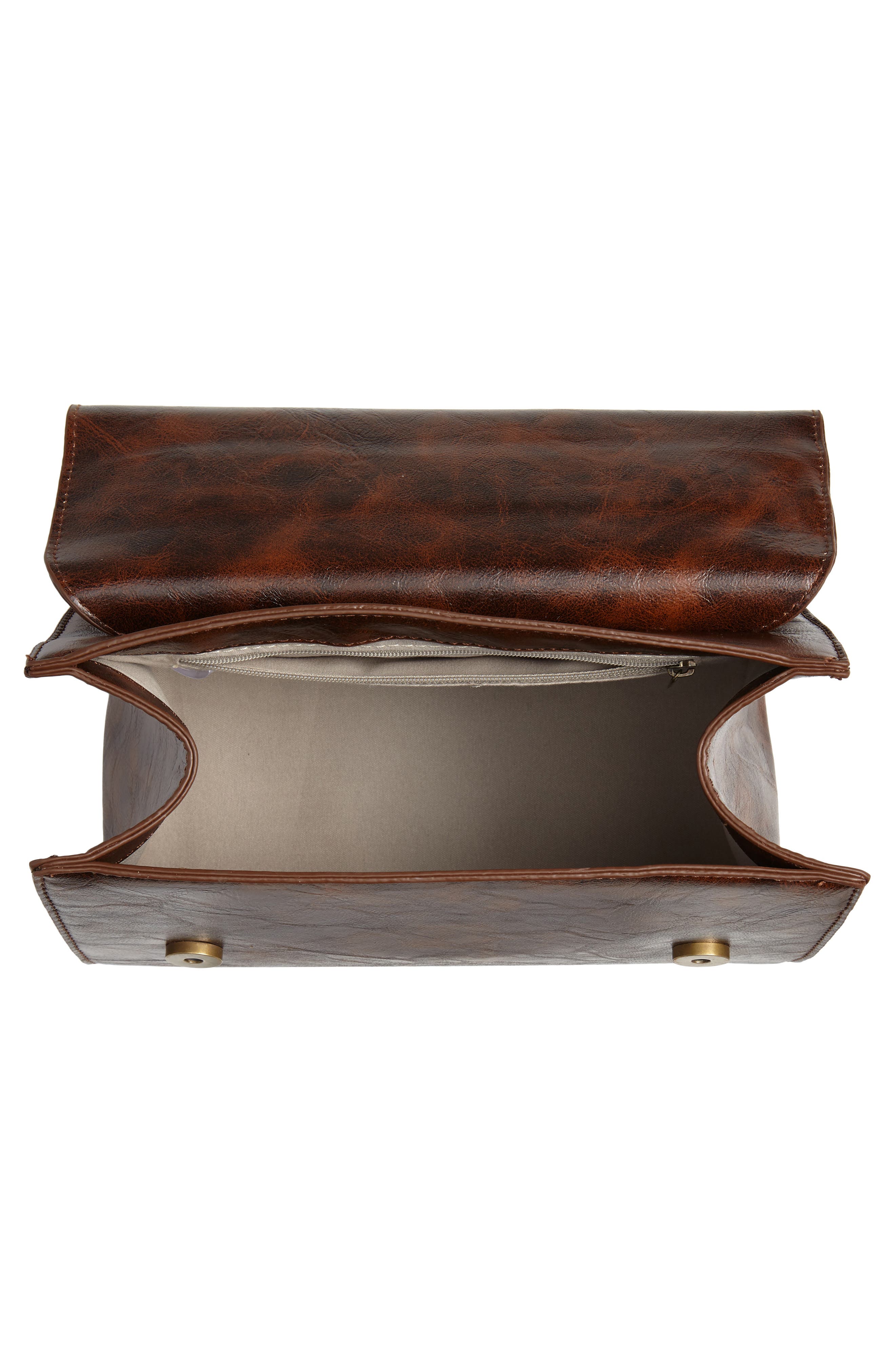 Muche et Muchette Eleanor Faux Leather Satchel with Faux Fur Pom, Alternate, color, 