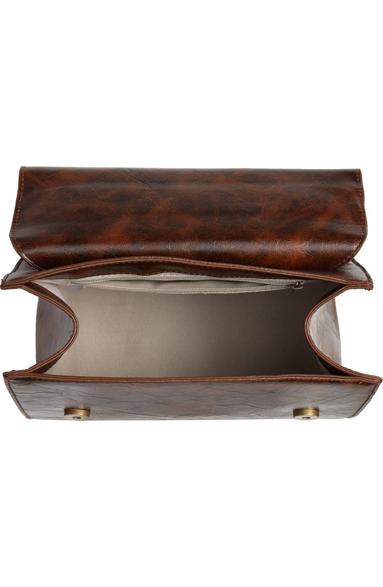 Muche et Muchette Eleanor Faux Leather Satchel with Faux Fur Pom, Alternate, color,