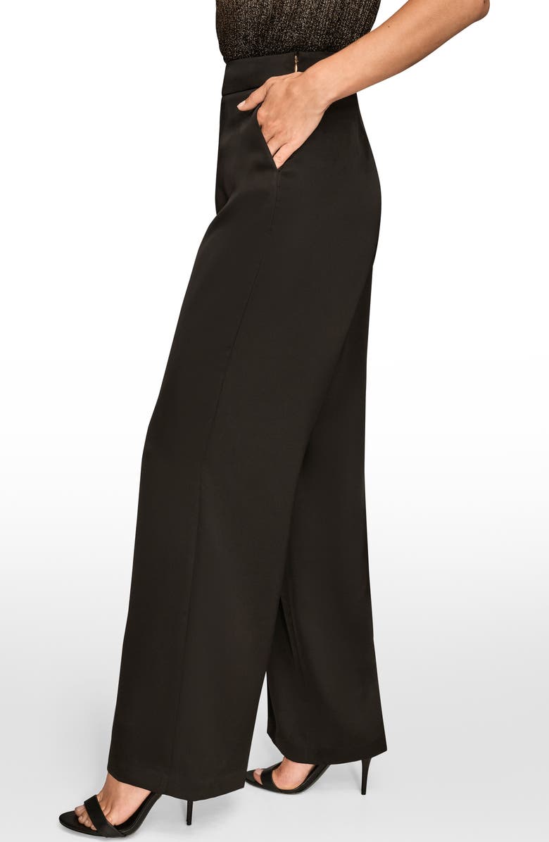 Donna Karan New York Wide Leg Charmeuse Pants, Alternate, color, Black