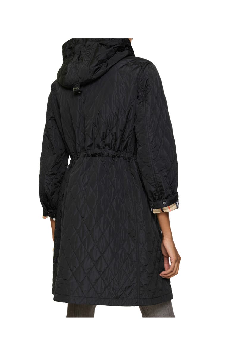 Burberry Quilted Nylon Hooded Coat, Alternate, color, Black