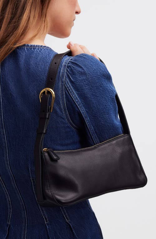 Madewell The Sculptural Buckle Leather Shoulder Bag In Black