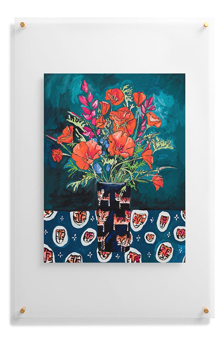Deny Designs California Summer Bouquet Oranges & Lily Blossoms in Blue & White Urn Floating Art Print, Alternate, color,