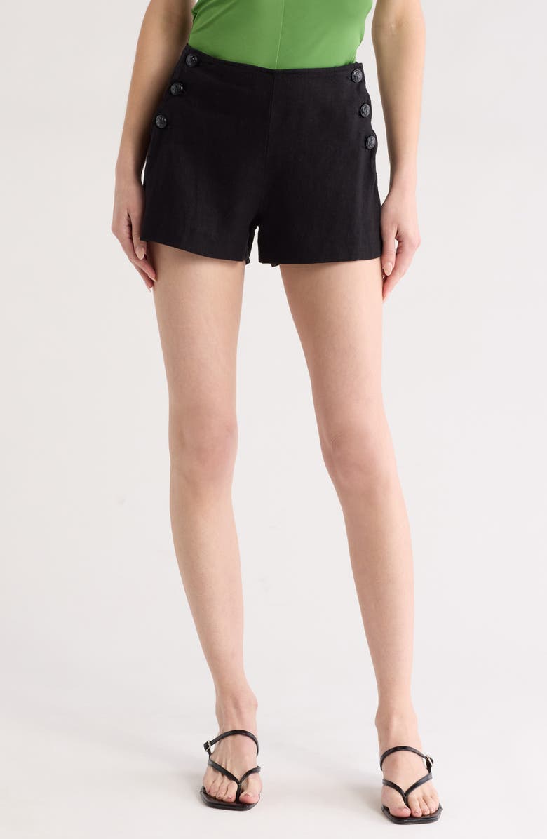 L'AGENCE Jude High Waist Linen Sailor Shorts, Main, color,