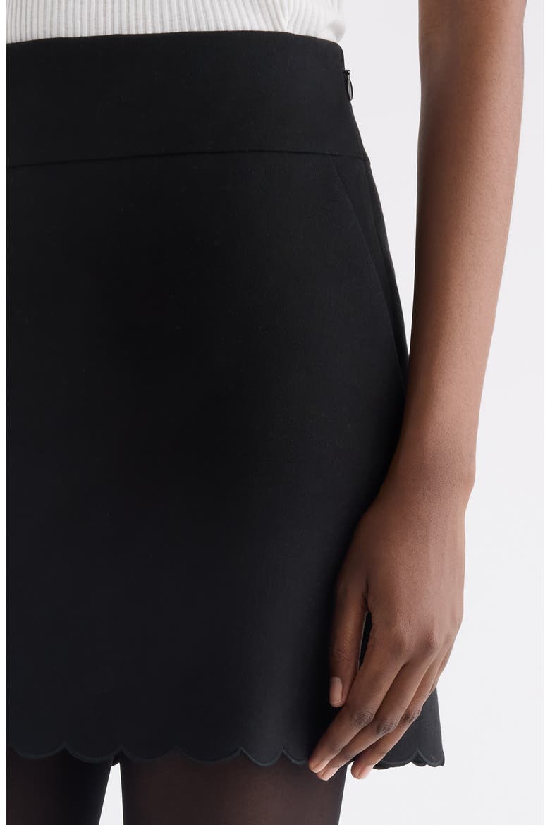 Scalloped Miniskirt, Alternate, color, BLACK