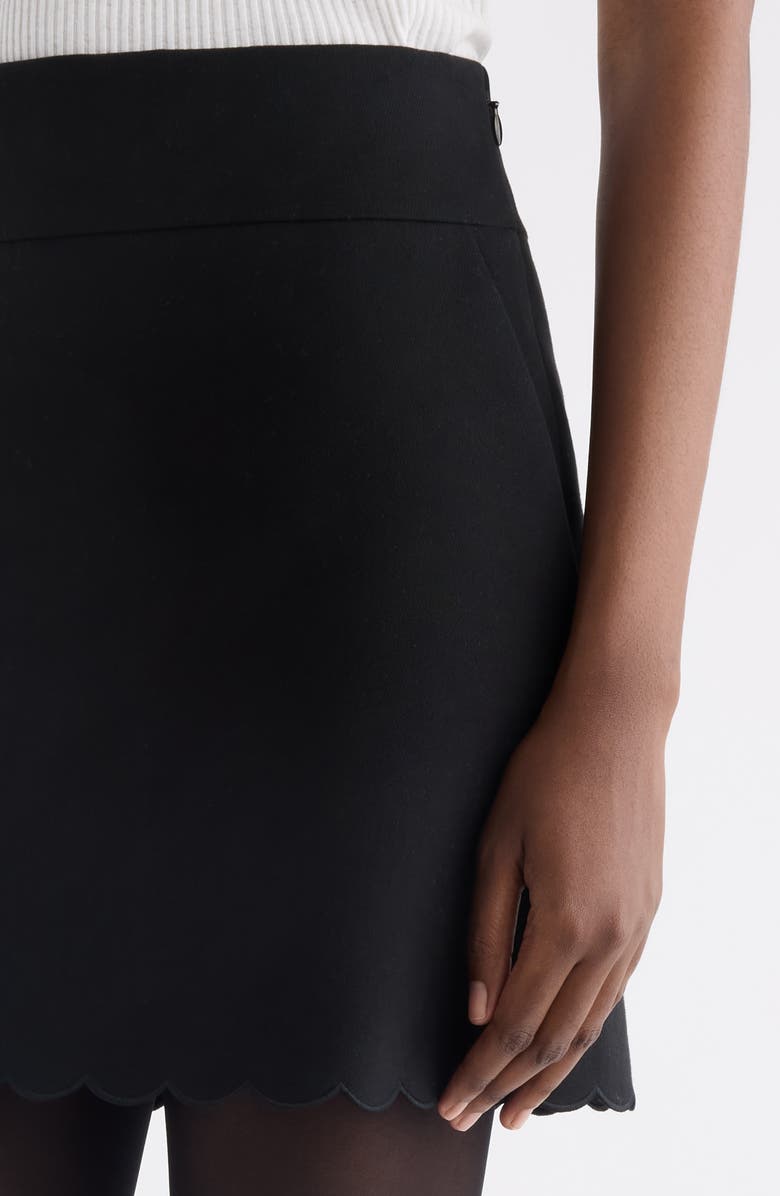 Chloé Scalloped Miniskirt, Alternate, color, Black