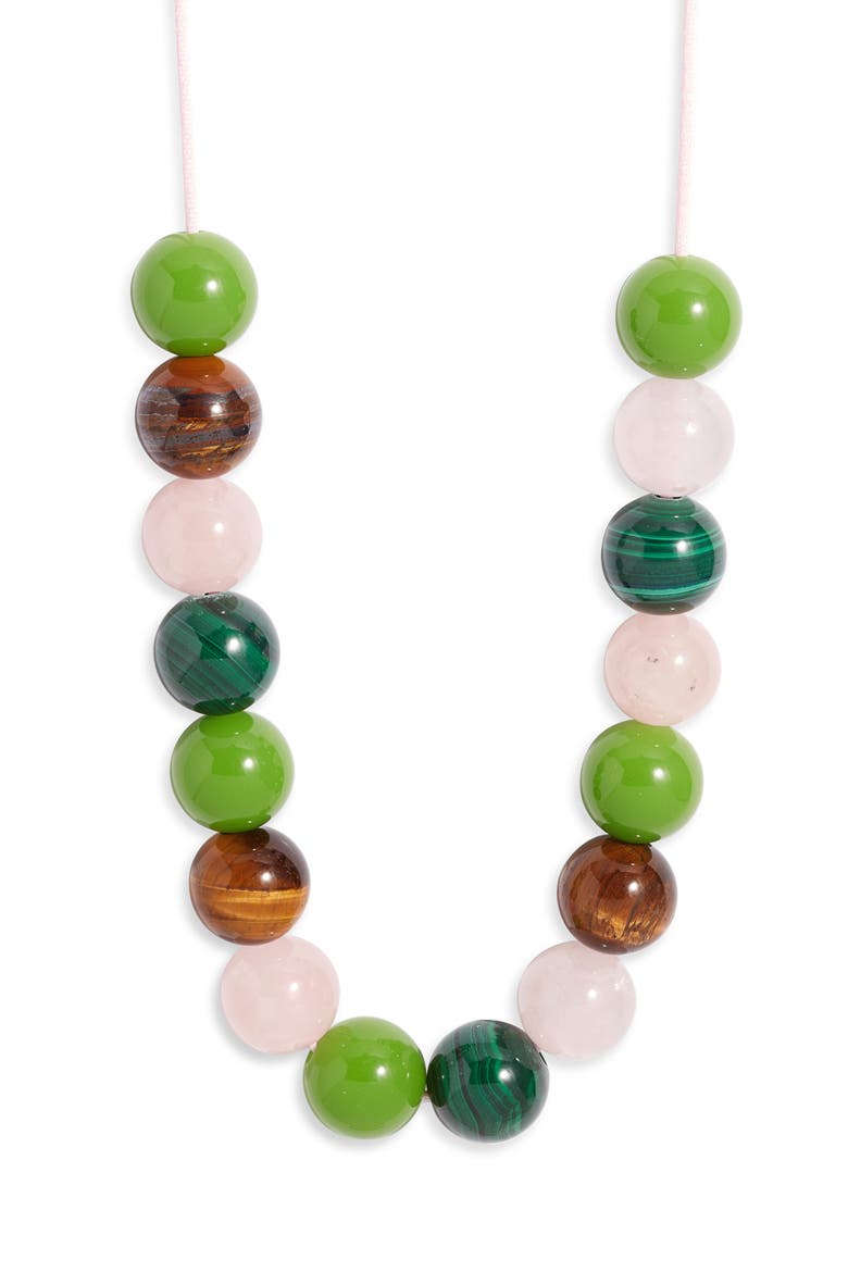 Malachite & Rose Quartz Necklace, Main, color, GREEN MULTI