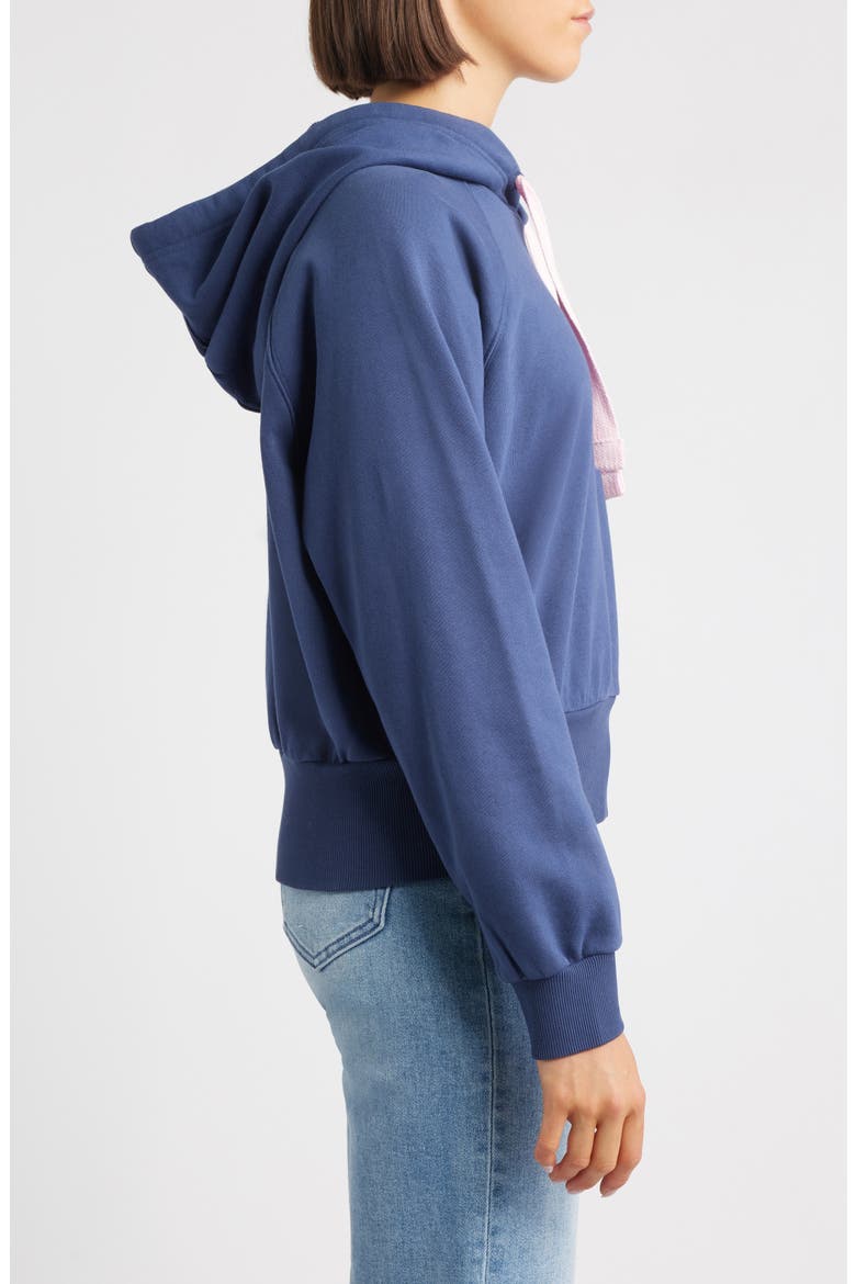 Crop Cotton Hoodie, Alternate, color, NAVY