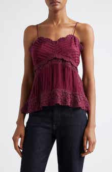 FARM Rio Lace Trim Pintuck Satin Camisole