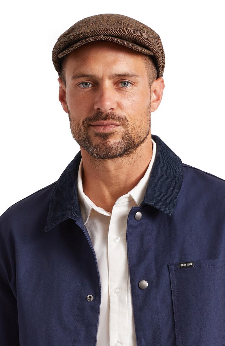 Brixton Herringbone Driving Cap, Alternate, color, Brown/Khaki