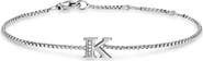 David Yurman Petite Pavé Initial Chain Bracelet in Sterling Silver with Diamonds