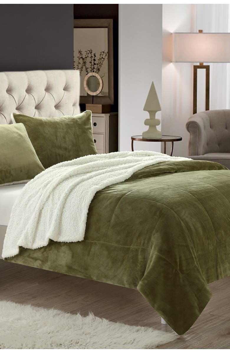 CHIC Queen Evelyn Blanket Set - Green, Main, color, 