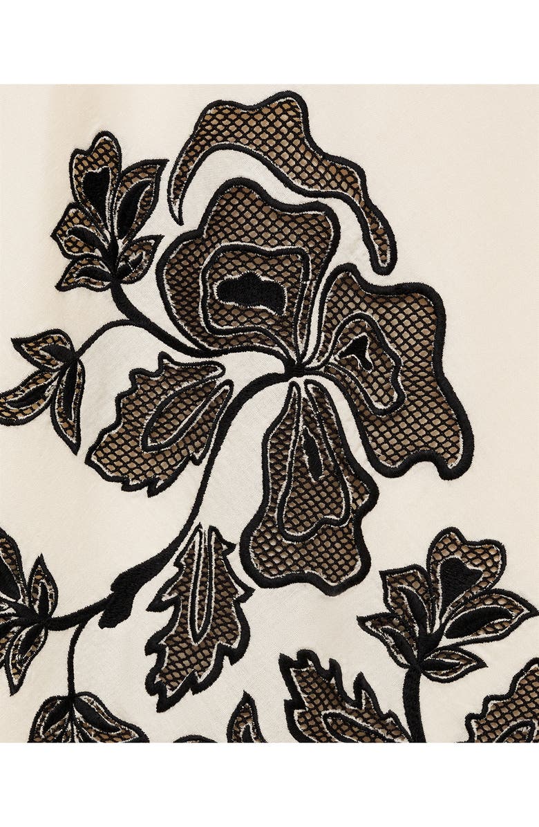 MANGO Floral Embroidered Cotton & Linen Midi Skirt, Alternate, color, 