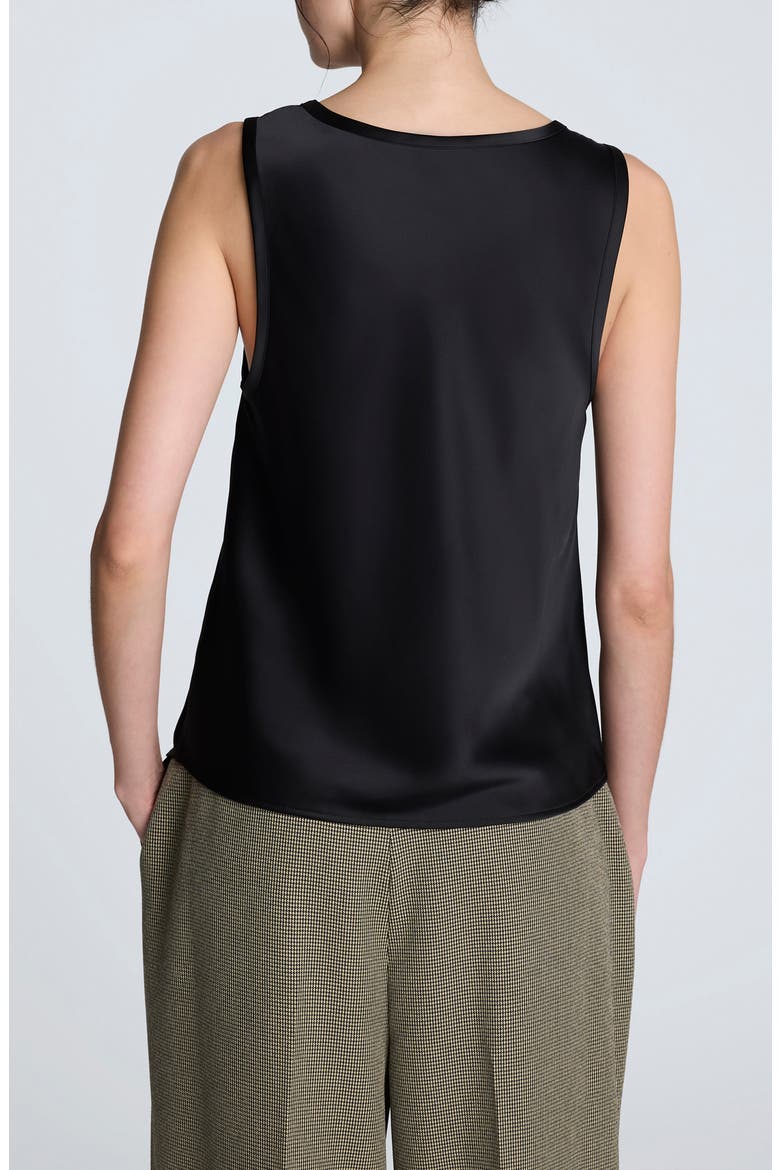 Satin Scoop Neck Tank, Alternate, color, BLACK