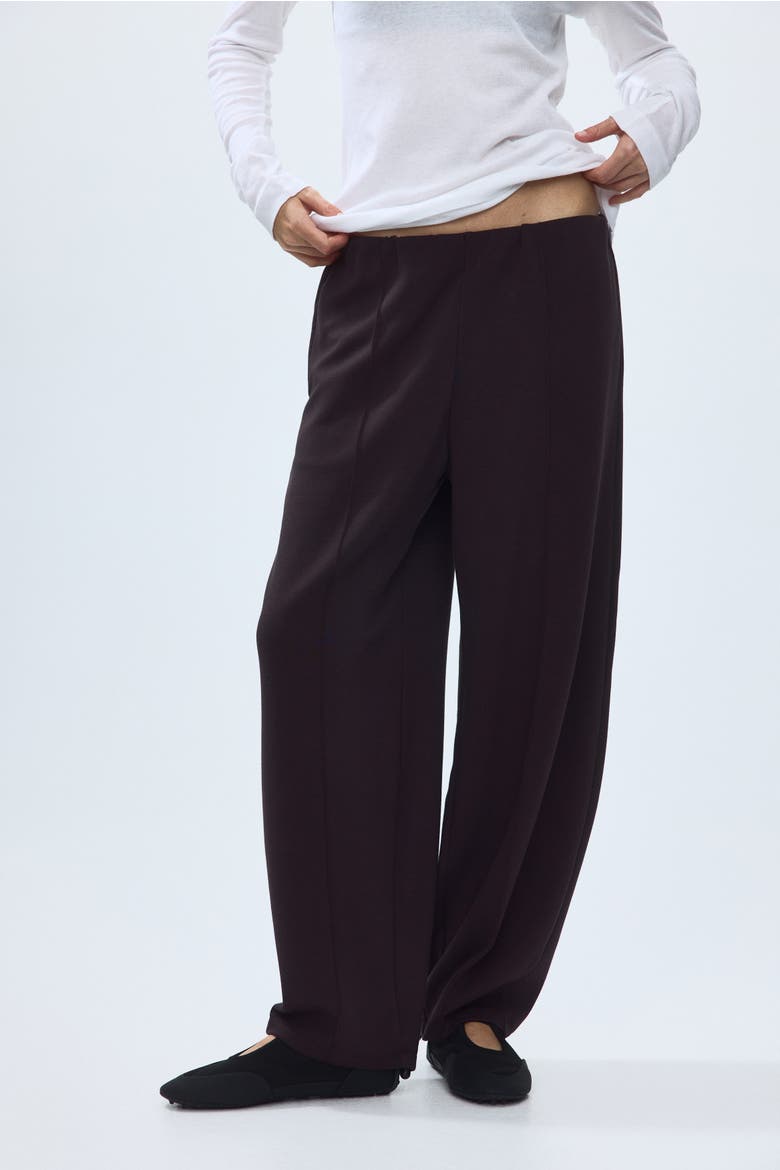 Viscose-blend Barrel-leg Pants, Alternate, color, Dark brown