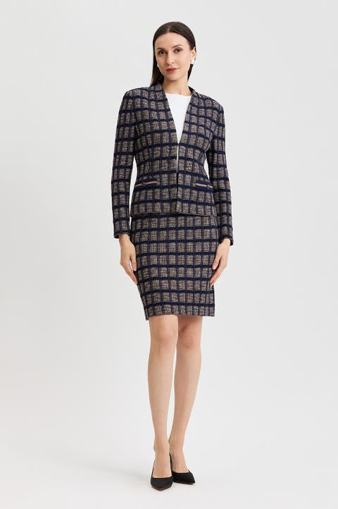 Checkered Knit Jacket