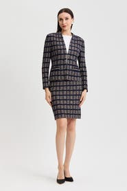 Ming Wang Checkered Knit Jacket
