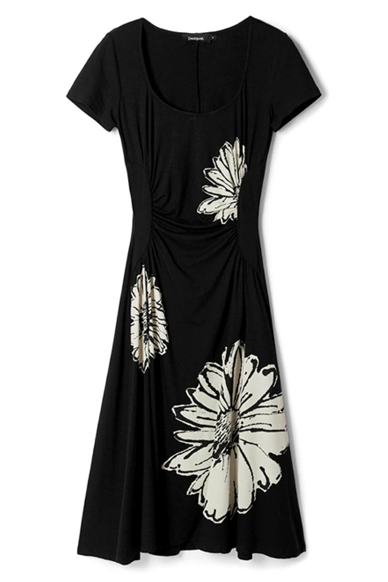 Sunmari Short Sleeve Midi Dress, Alternate, color, BLACK