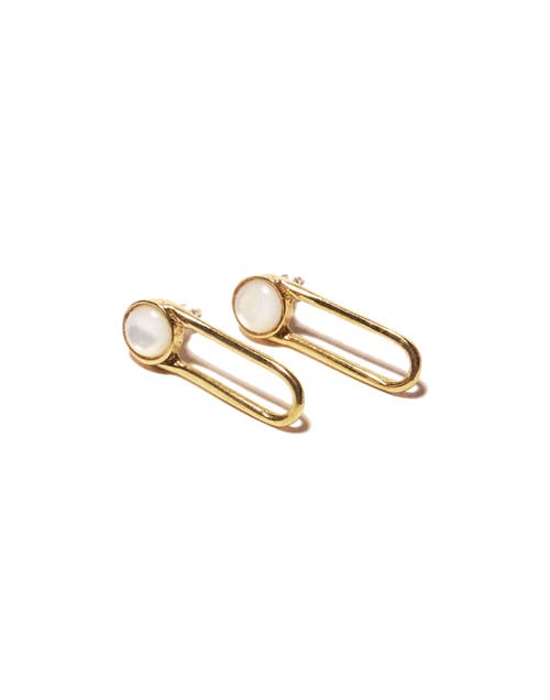 Odette New York Aura Earrings In Mother Of Pearl- Brass
