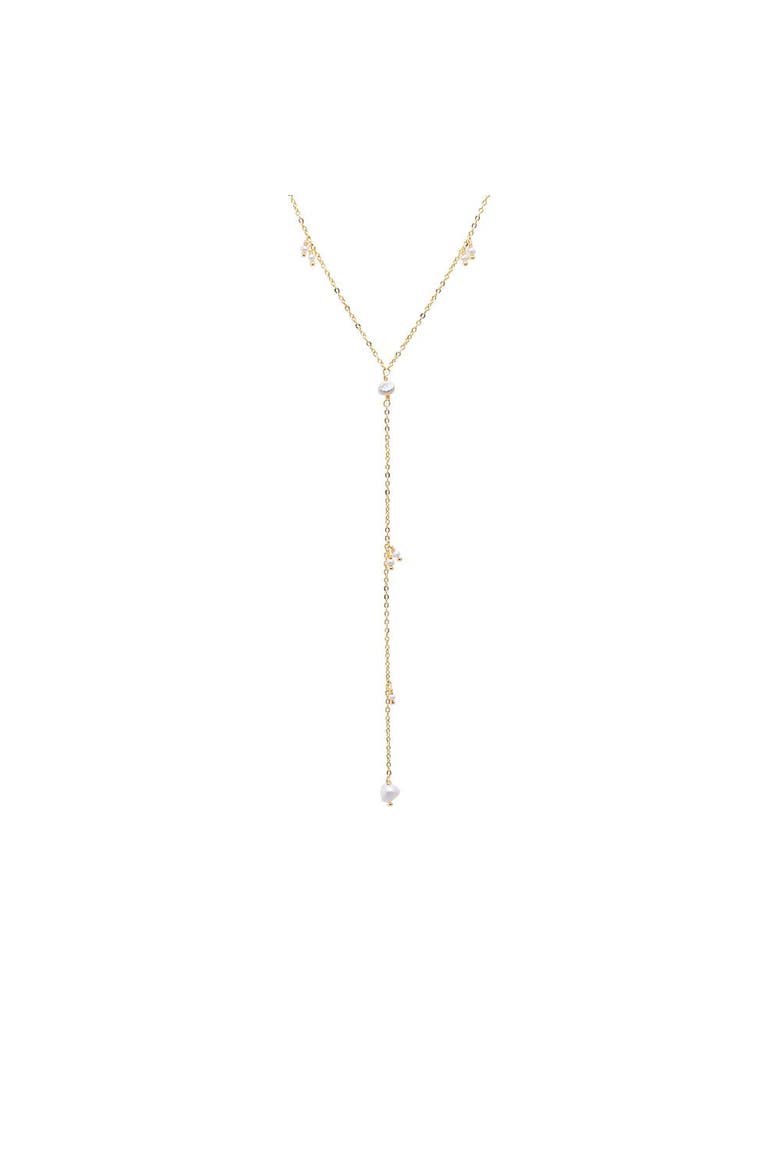 Pearl & Ball Drop Lariat Necklace, Main, color, Gold