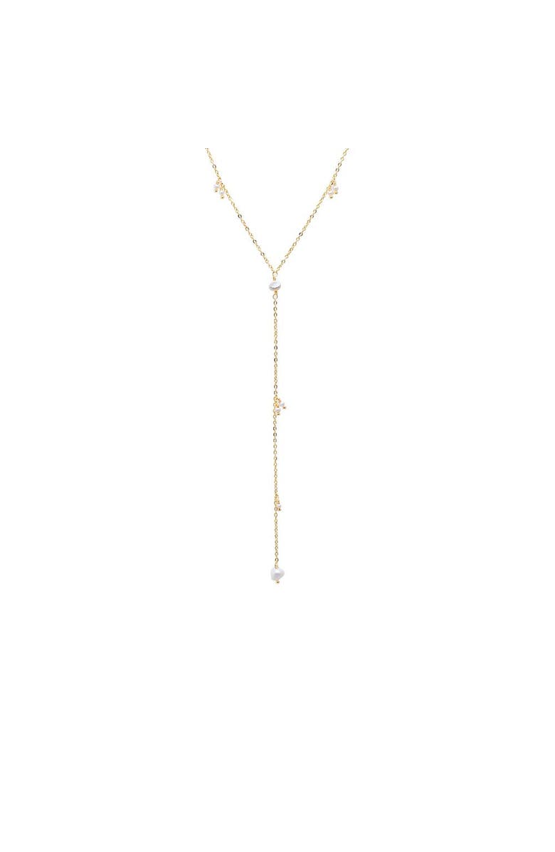 BY ADINA EDEN Pearl & Ball Drop Lariat Necklace, Main, color, Gold