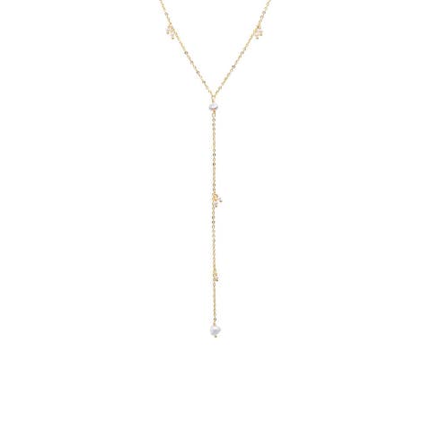 Pearl & Ball Drop Lariat Necklace