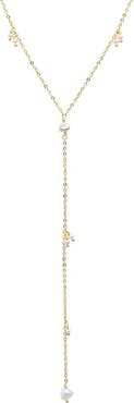 BY ADINA EDEN Pearl & Ball Drop Lariat Necklace