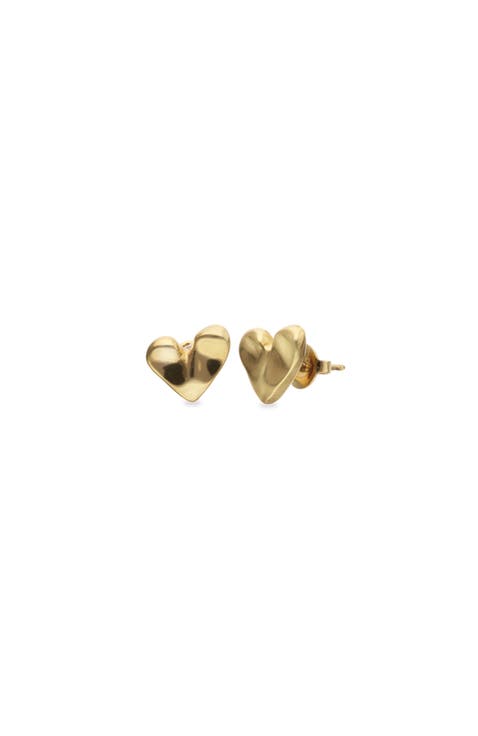 Heart Stud Earrings Plated in 18K Gold