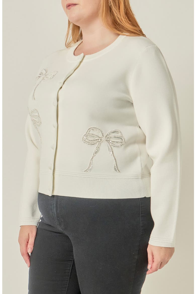 Embellished Bow Cardigan, Alternate, color, OFF WHITE