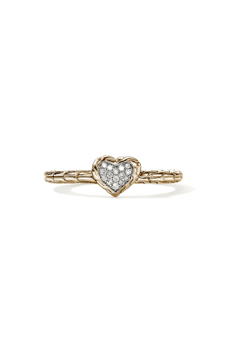 John Hardy Essentials Heart Pavé Ring, Main, color, Gold