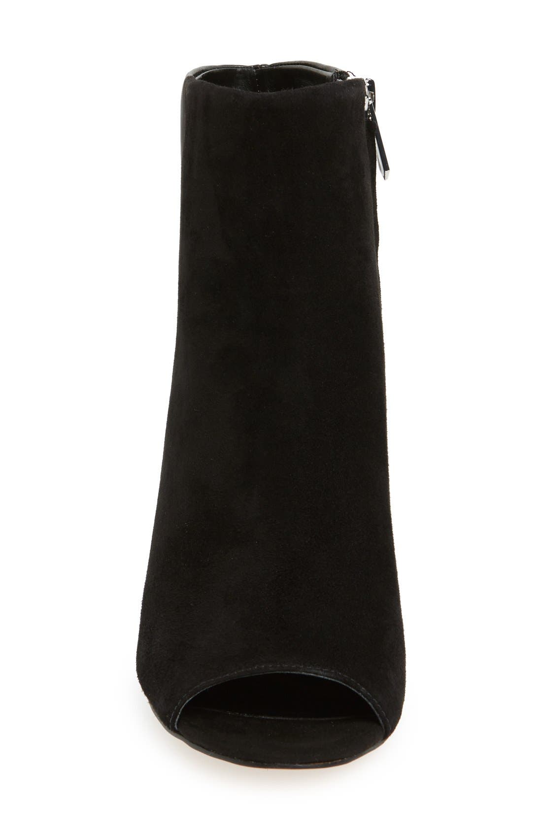 'Yarin' Open Toe Bootie, Alternate, color, BLACK SUEDE