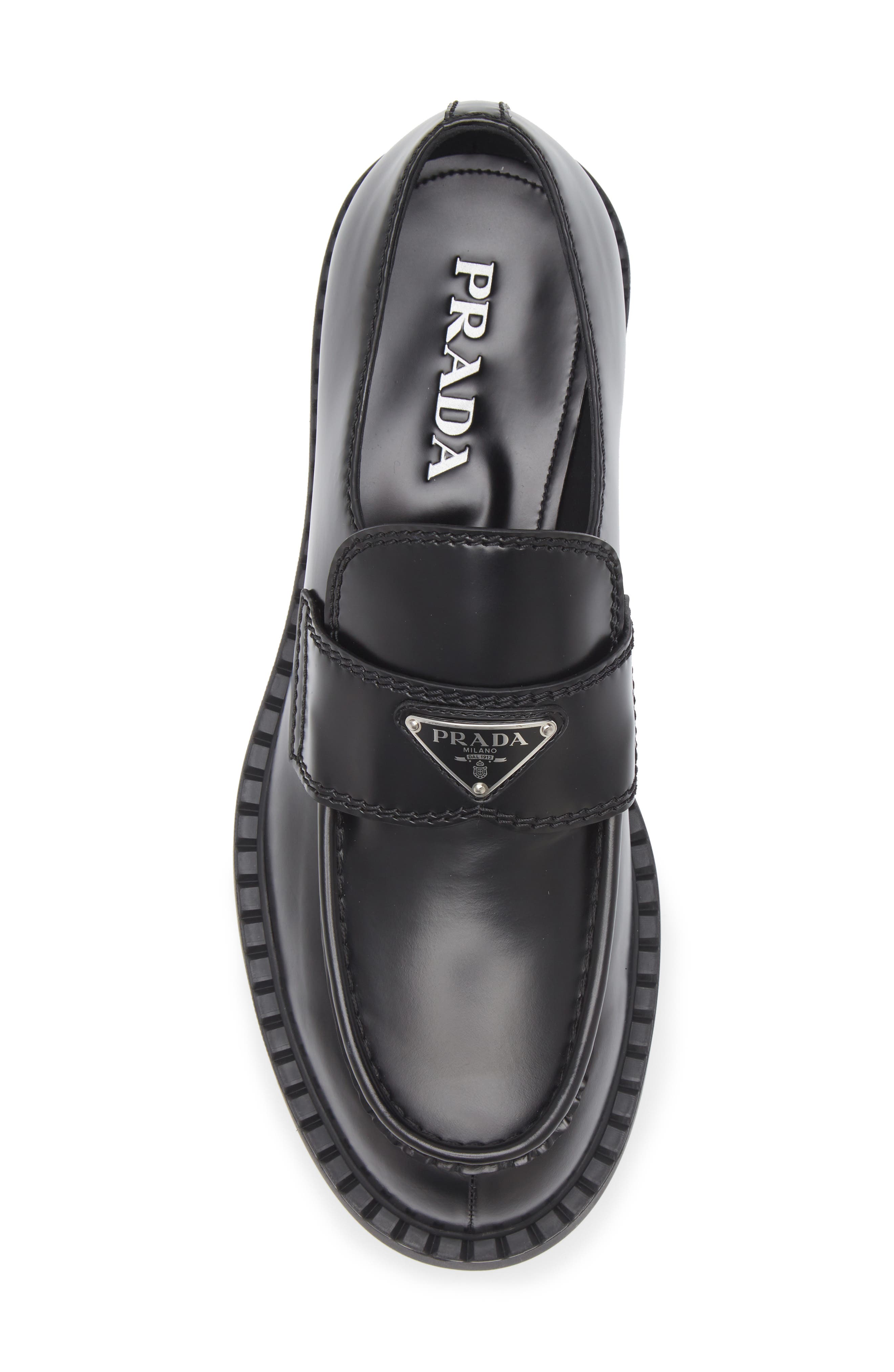 Prada Chocolate Loafer, Alternate, color, Nero