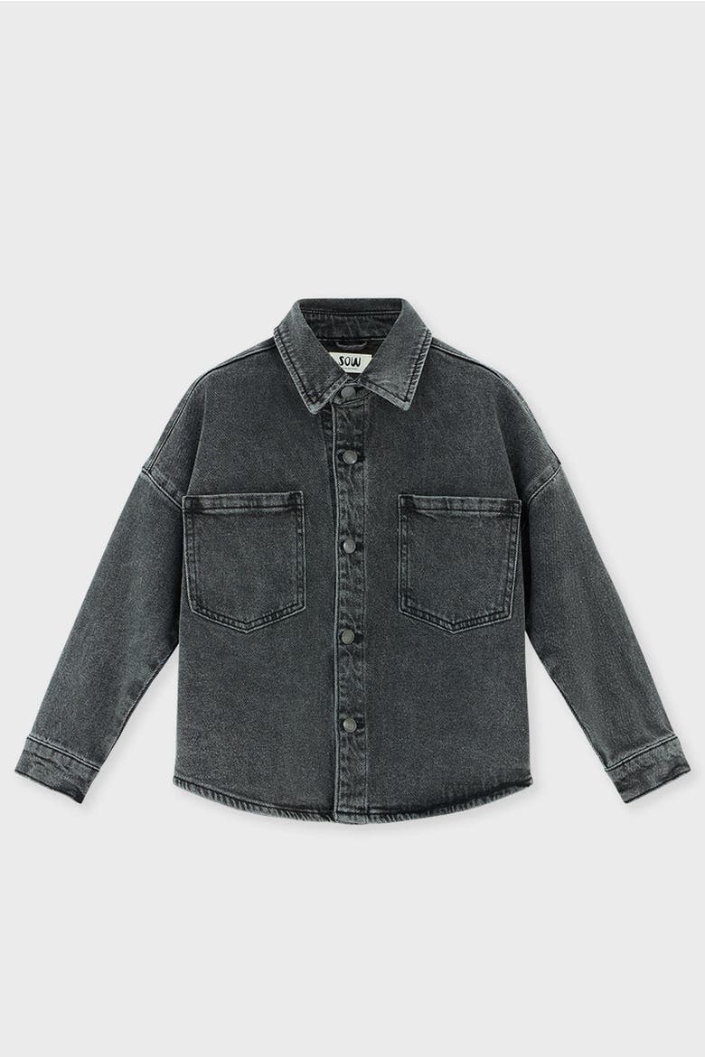 Denim Overshirt, Main, color, Grey acid denim