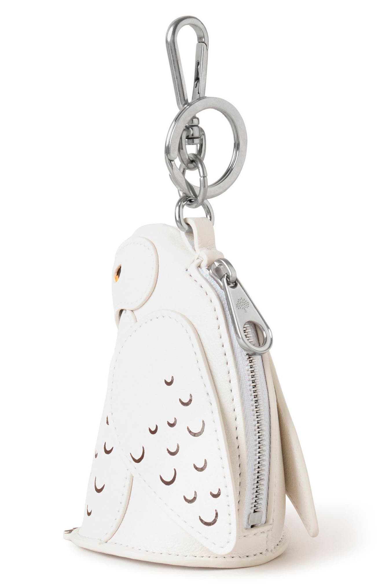 Mulberry Owl Key Ring Charm, Alternate, color, White