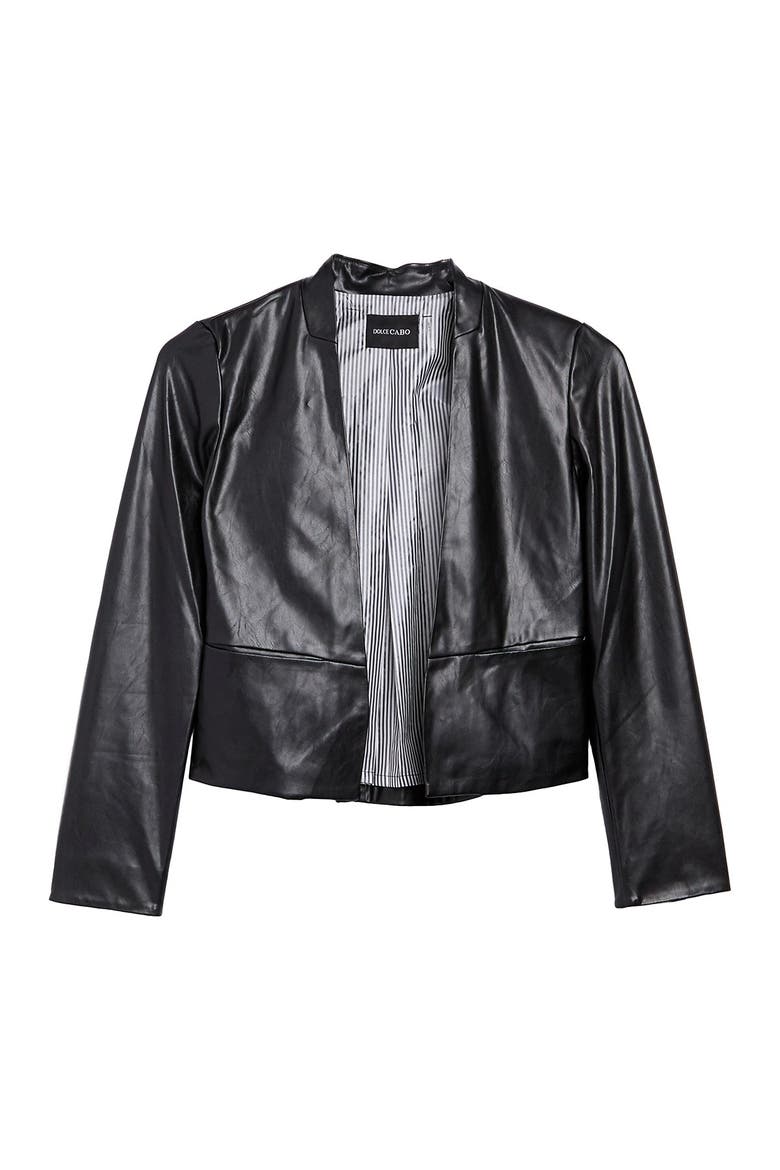 Faux Leather Jacket, Main, color, BLACK