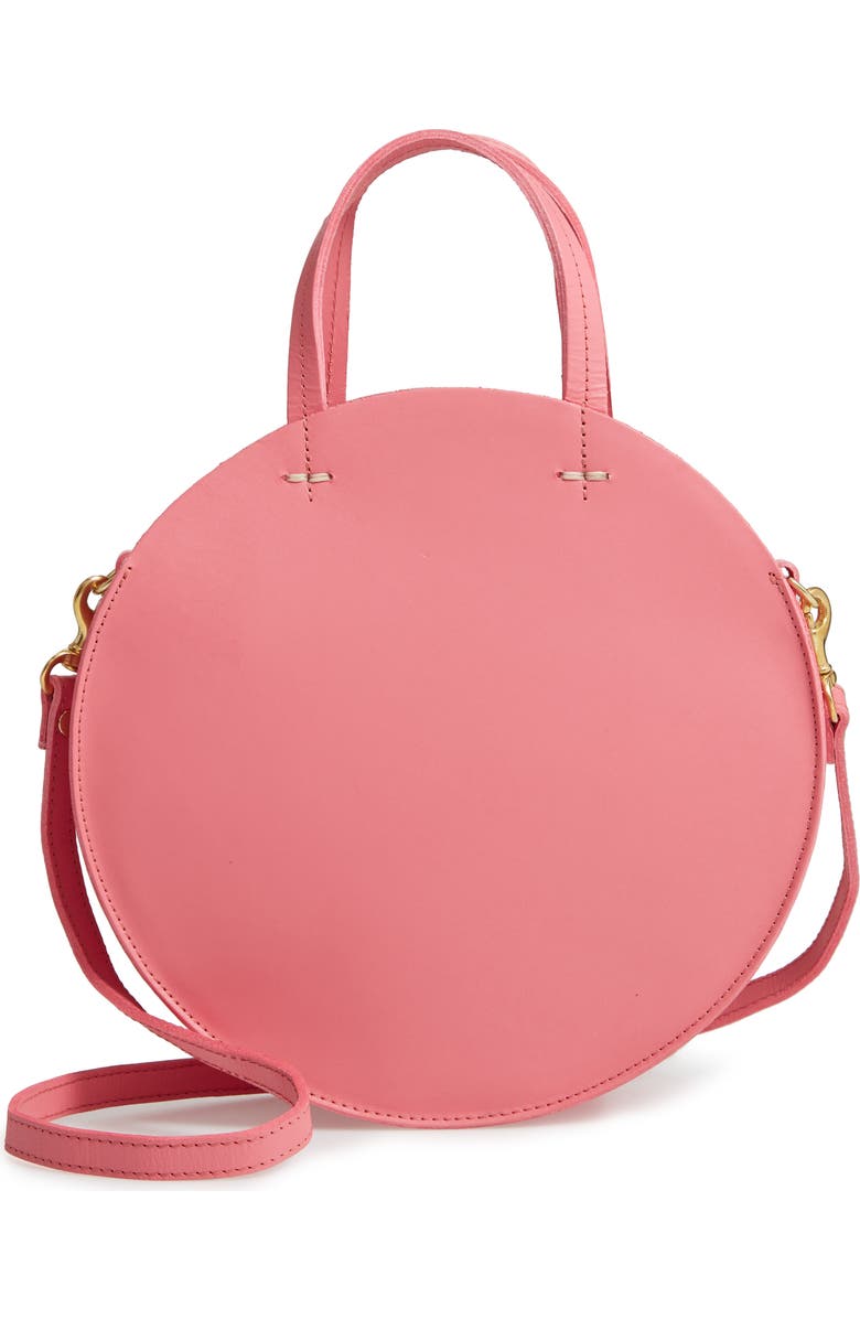 Clare V. Petit Alistair Leather Circular Crossbody Bag, Main, color,