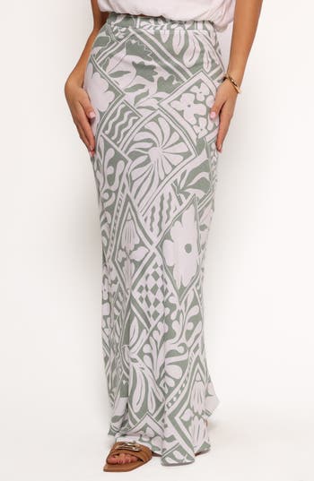 Petal And Pup Petal & Pup Willow Mixed Print Maxi Skirt In Green