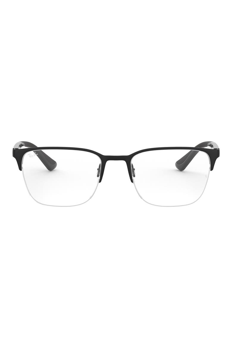 54mm Semi Rimless Square Optical Glasses, Main, color, MATTE BLACK