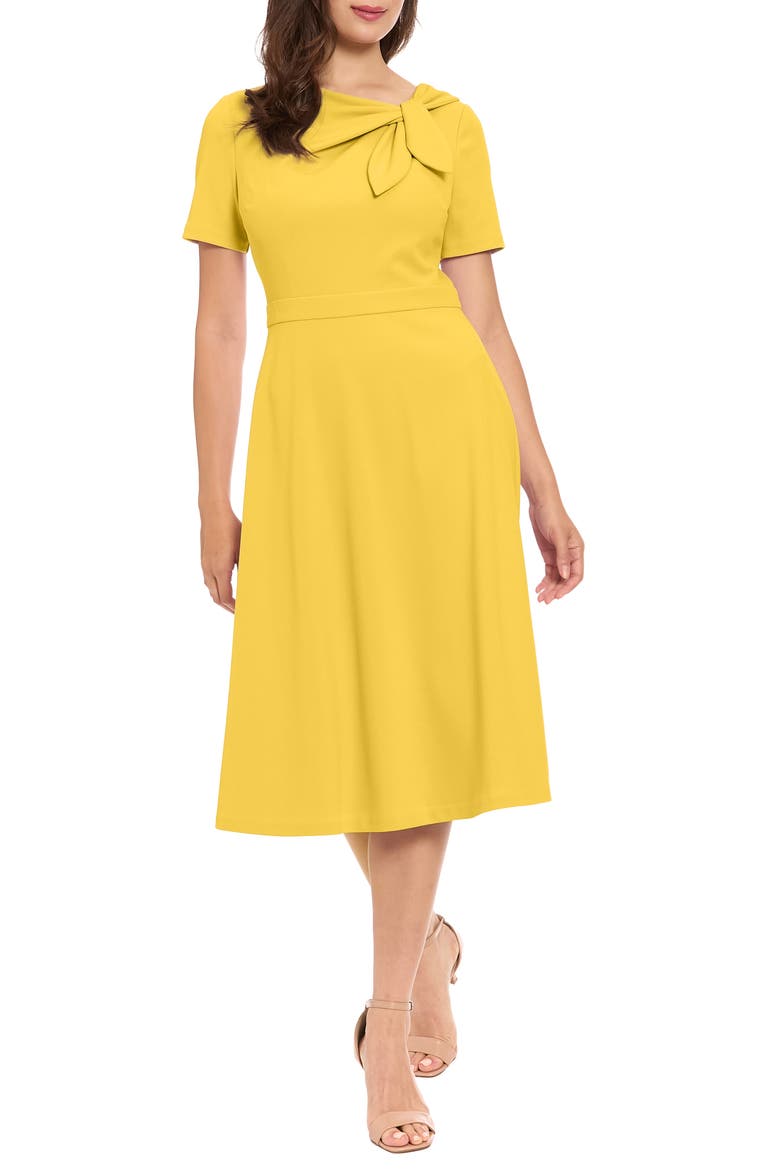 Scuba Crepe Fit & Flare Dress, Main, color, BANANA CREAM