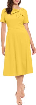 London Times Scuba Crepe Fit & Flare Dress