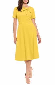 London Times Scuba Crepe Fit & Flare Dress
