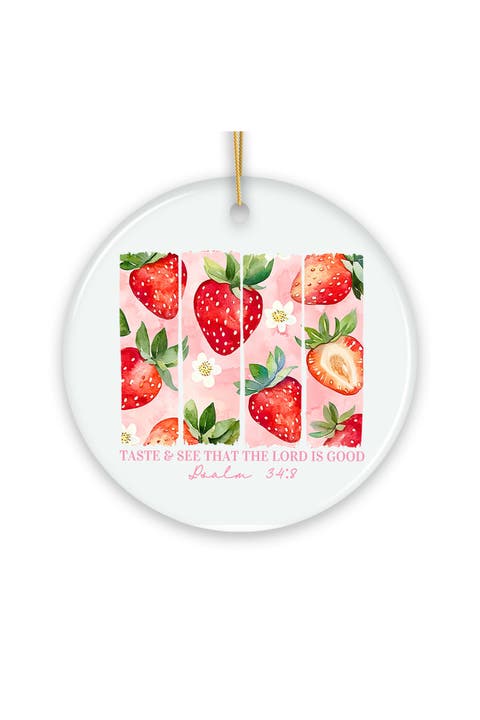 Taste And See Strawberry Psalm 34-8 Ornament