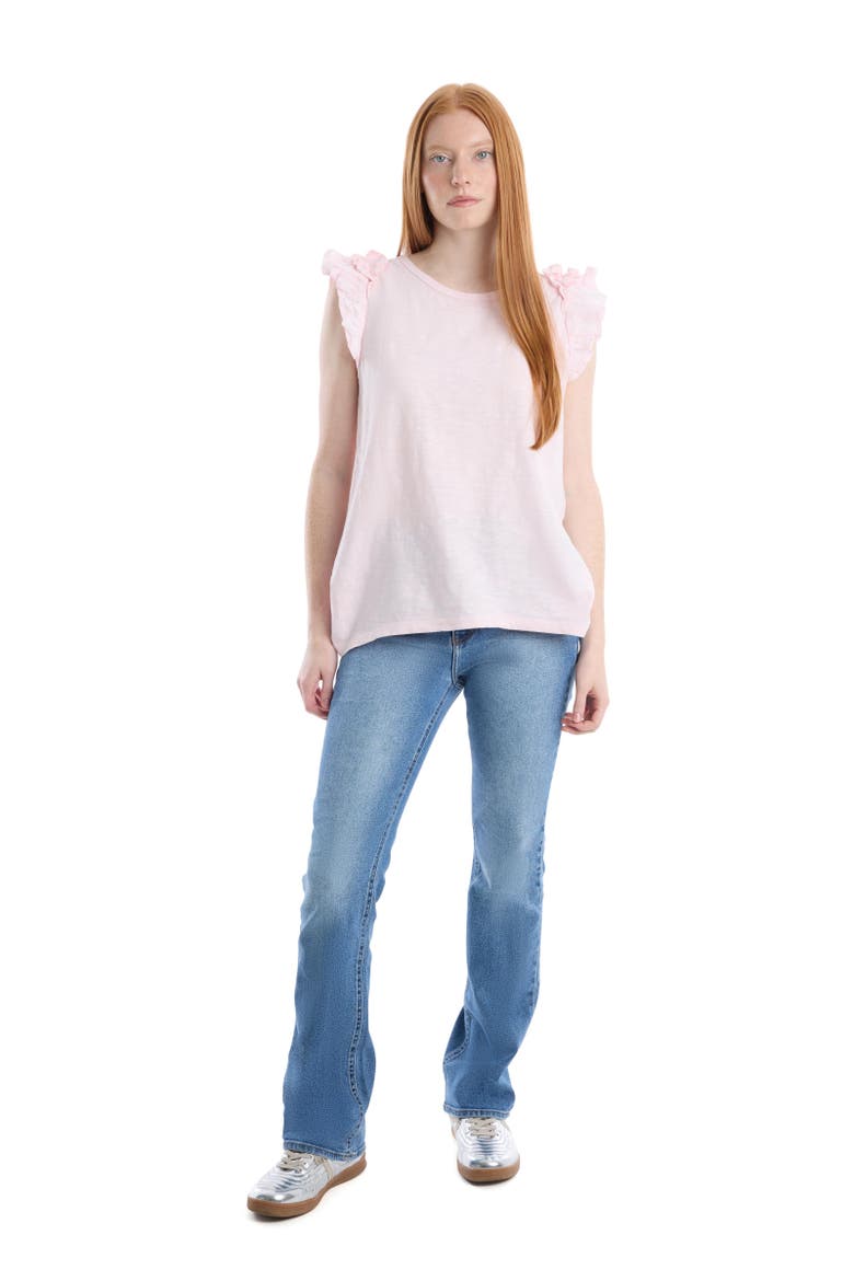 Crew Neck Short Sleeve Shrunken Boyfriend Tee, Alternate, color, Barely Pink