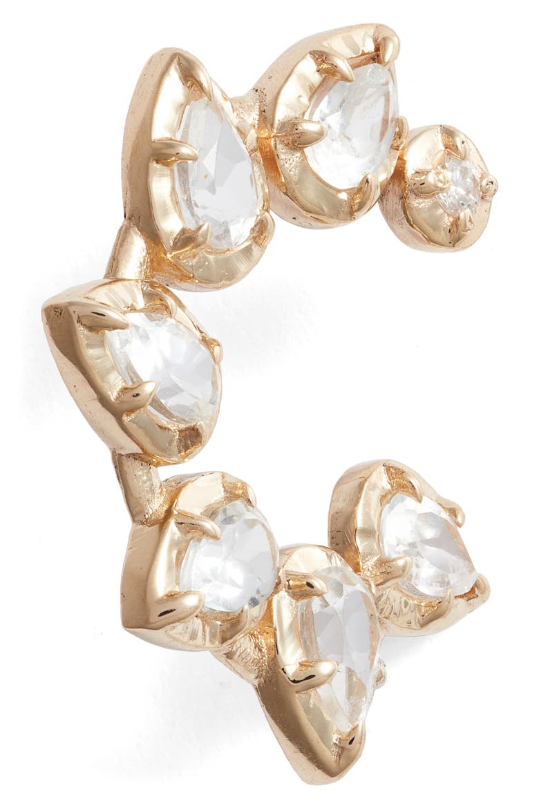 Mélia Pear Front to Back Hoops, Alternate, color, SILVER/ CLEAR TOPAZ