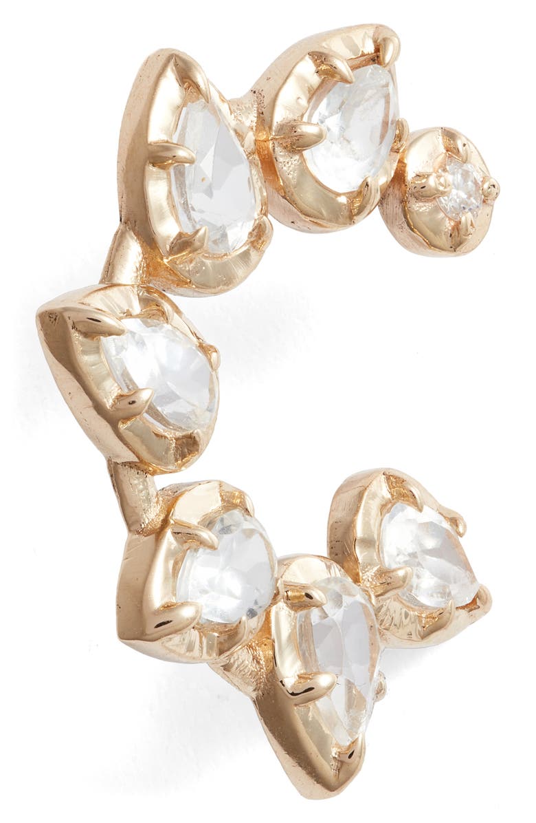 Anzie Bouquet White Topaz Hoop Earrings, Alternate, color, Silver/ Clear Topaz