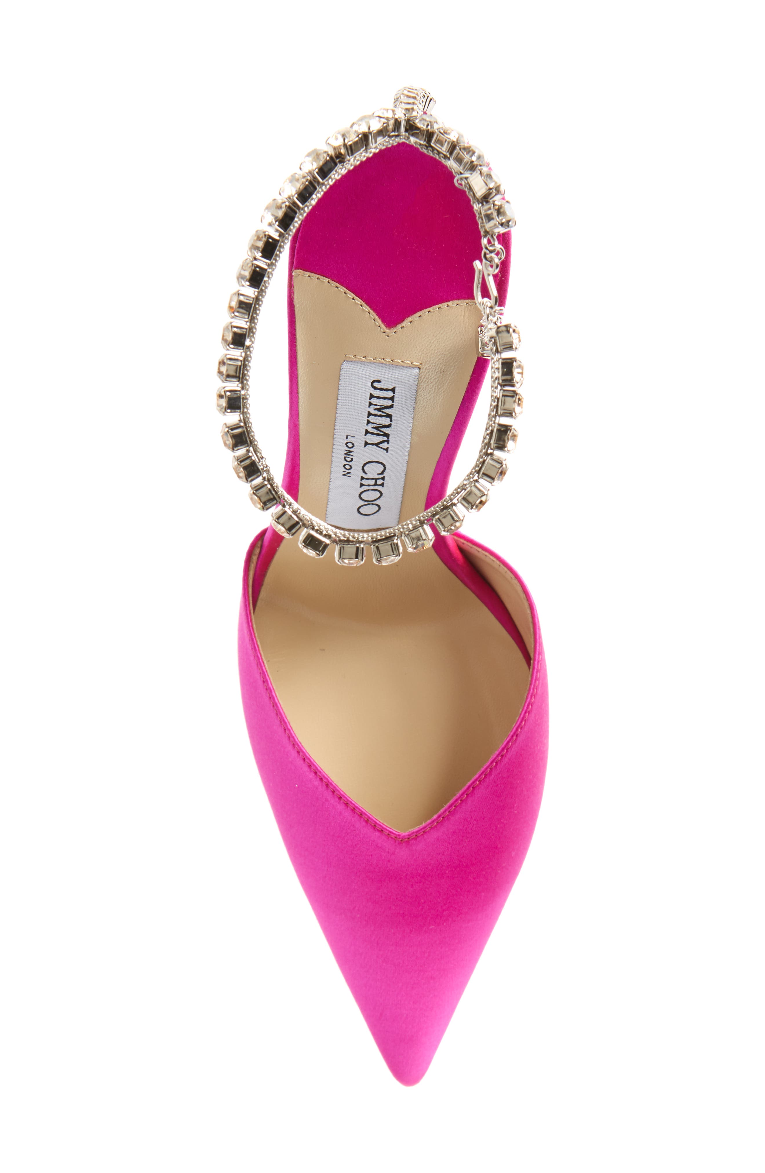 Jimmy Choo Saeda Crystal Ankle Strap Pointed Toe Pump, Alternate, color, 