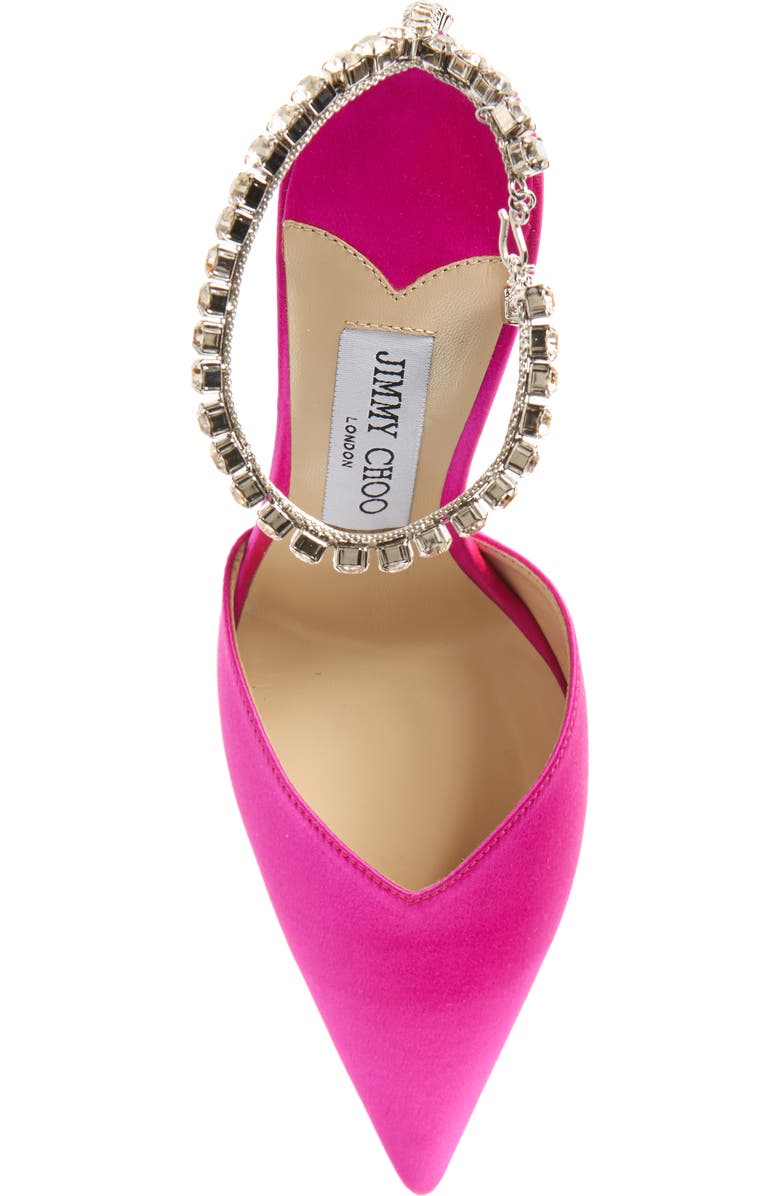 Jimmy Choo Saeda Crystal Ankle Strap Pointed Toe Pump, Alternate, color,