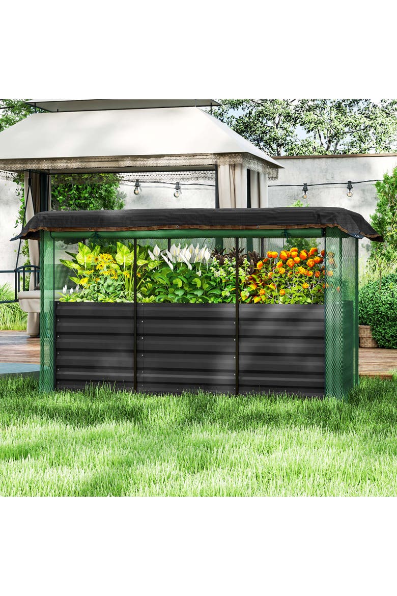 Raised with Crop Cage Plant Protection Net and Shade Cloth Roof,  Garden Bed, Alternate, color, Dark Gray
