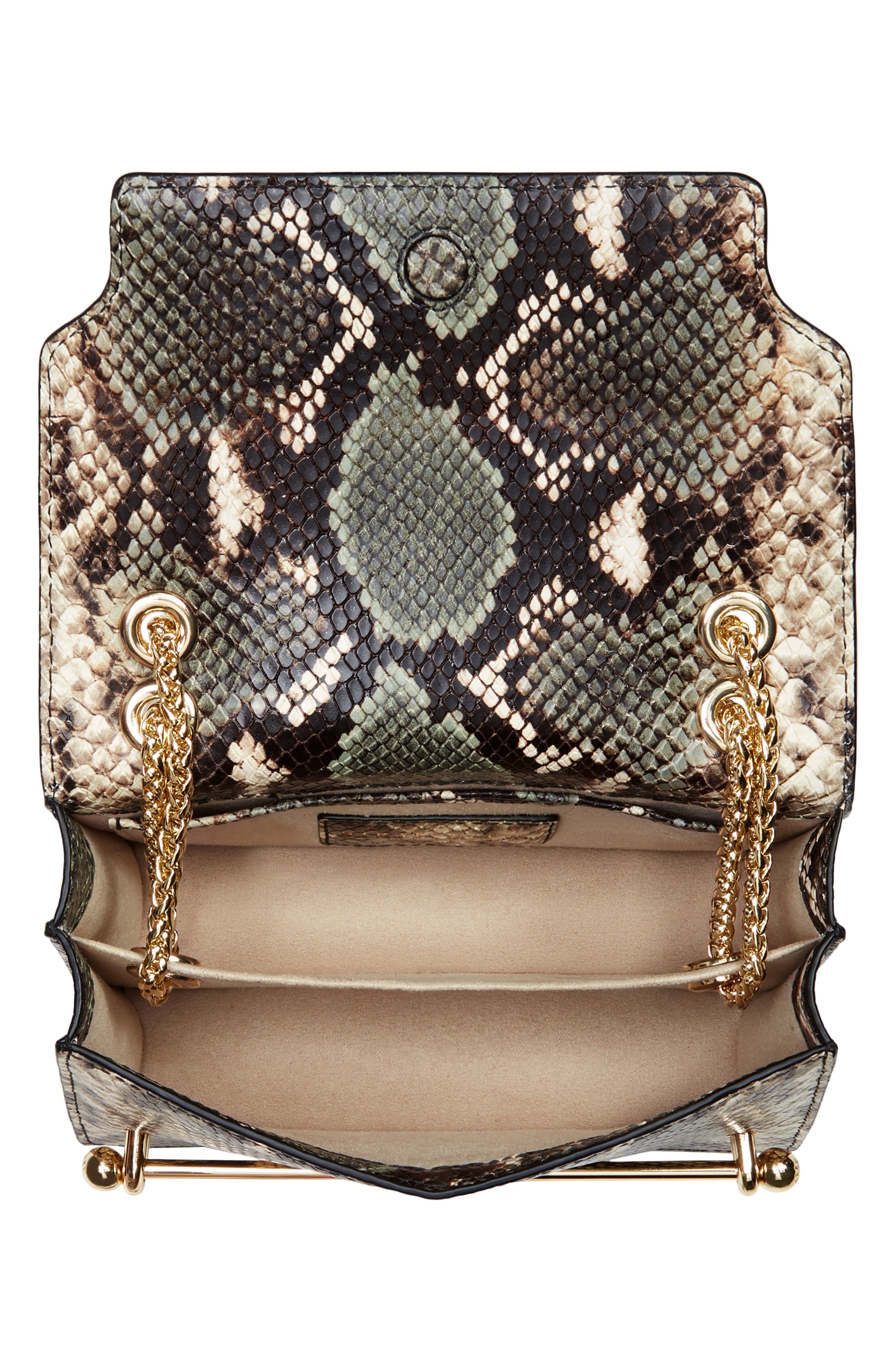 Strathberry Mini East/West Snake Embossed Leather Shoulder Bag, Alternate, color, 